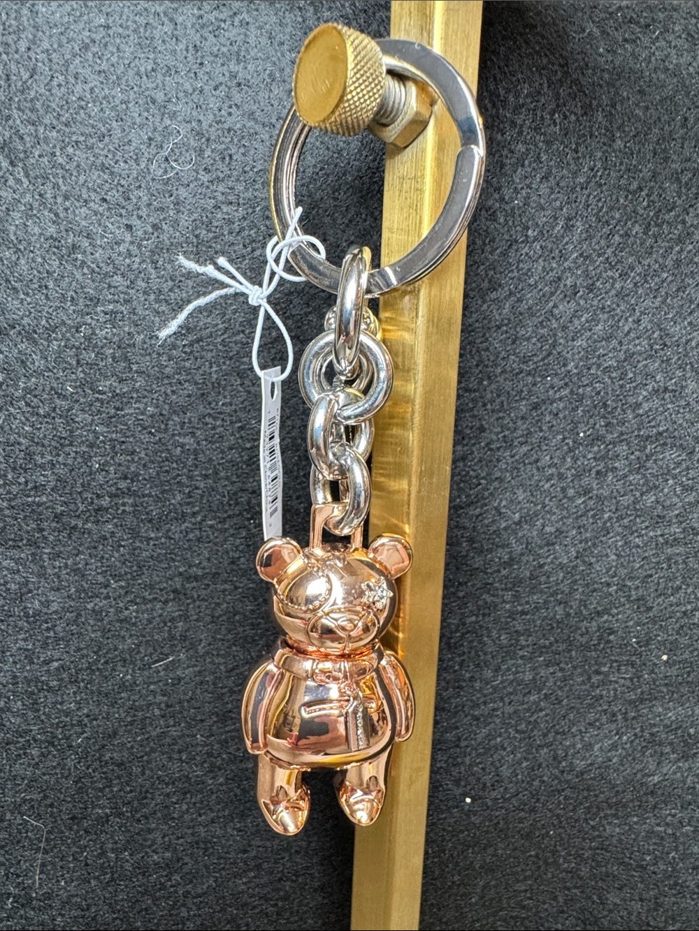 Coach Rose Gold Metallic Bear Keychain